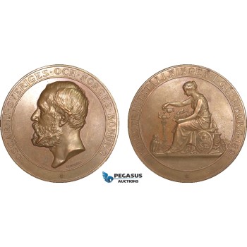 AB205, Sweden, Bronze Medal 1891 (Ø56.5mm, 79.5g) by Lindberg, Owl, Goteborg Industrial Exhibition