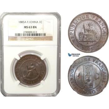 AB220-F, French Indo-China, 1 Centime 1885-A, Paris, NGC MS63BN
