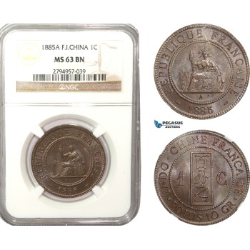 AB221-F, French Indo-China, 1 Centime 1885-A, Paris, NGC MS63BN