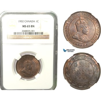 AB242, Canada, Edward VII, 1 Cent 1902, NGC MS65BN