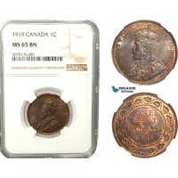 AB250, Canada, George V, 1 Cent 1919, NGC MS65BN
