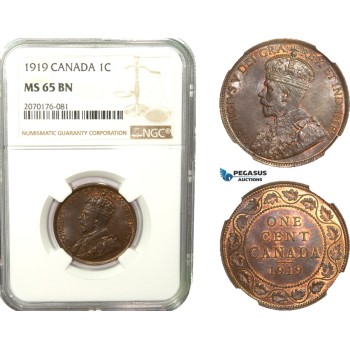 AB250, Canada, George V, 1 Cent 1919, NGC MS65BN AB250, Canada, George V, 1 Cent 1919, NGC MS65BN