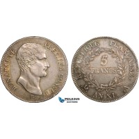 AB355, France, Napoleon (Premier Consul)  5 Francs AN XI-A, Paris, Silver, Toned AU+ (SUP+)