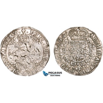 AB380, Belgium, Duchy of Flandern, Patagon 1662, Brugge, Silver (28.08g) Del. 297, Rare!