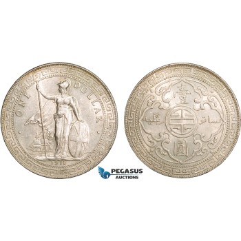 AB382, Great Britain, Trade Dollar 1911-B, Bombay, Silver, AU-UNC (Faint hairlines)