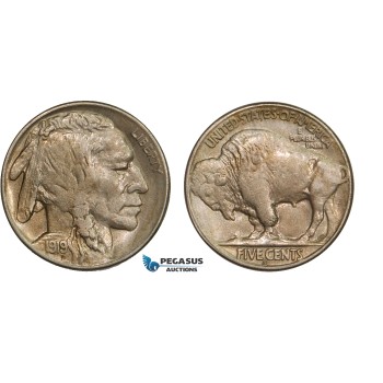 AB414-R, United States, Buffalo Nickel (5C) 1919-S, San Francisco, XF-AU