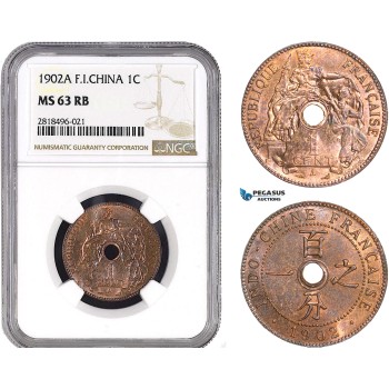 AB470, French Indo-China, 1 Centime 1902-A, Paris, NGC MS63RB