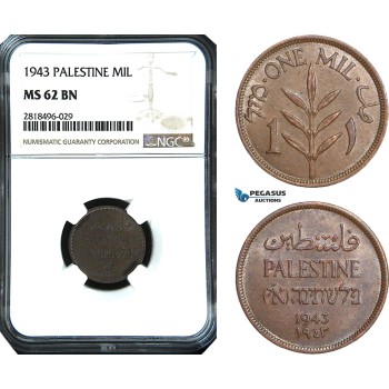 AB504, Palestine, 1 Mil 1943, London, NGC MS62BN