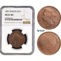 AB554, Straits Settlements, Victoria, 1 Cent 1897, NGC MS61BN