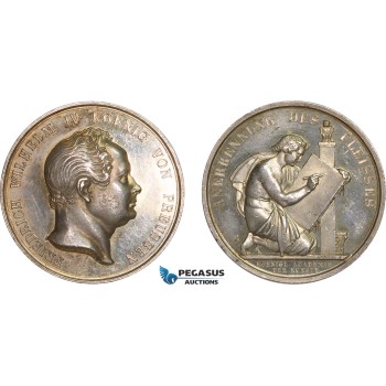 AB583, Germany, Prussia, Wilhelm IV, Silver Medal (Ø33mm, 21.9g) ND by Goetze, Arts Academy, Owl