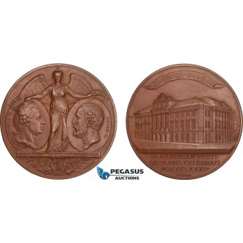 AB588, Sweden, Oscar II, Bronze Art Nouveau Medal 1882 (Ø69mm, 139g) by Lindberg, Angel