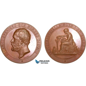AB589, Sweden, Bronze Medal 1891 (Ø56.5mm, 82.7g) by Lindberg, Owl, Goteborg Industrial Exhibition