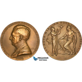 AB590, Sweden, Art Nouveau Bronze Medal 1928 (Ø65.5mm, 94.4g) by Lindberg, Radiology International Convention