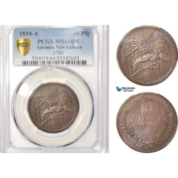 AB615, German New Guinea, 10 Pfennig 1894-A, Berlin, PCGS MS64BN