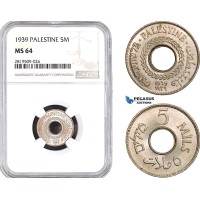 AB721, Palestine, 5 Mils 1939, London, NGC MS64 AB721, Palestine, 5 Mils 1939, London, NGC MS64