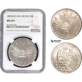 AB808, Mexico, 8 Reales 1883 Mo MH, Mexico City, Silver, NGC MS63+