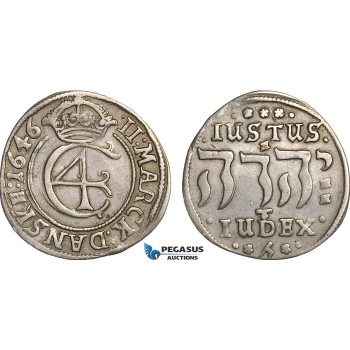 AB832, Denmark, Christian IV, 2 Mark 1646, Copenhagen, Silver (10.52g) H. 148., gVF