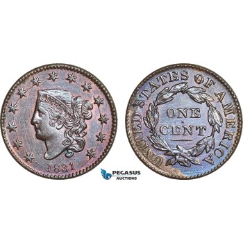 AB839, United States, Coronet Head Cent 1831, Philadelphia, UNC Det. (Cleaned, stained)