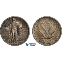 AB844-R, United States, Standing Liberty Quarter (25C) 1920, Philadelphia, Silver, Toned XF
