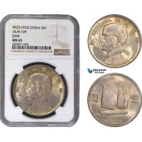 AB864, China "Junk" Dollar Yr. 22 (1933) Silver, L&M 109, NGC MS63 AB864, China "Junk" Dollar Yr. 22 (1933) Silver, L&M 109, NGC MS63