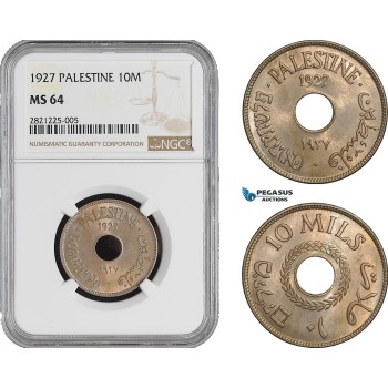 AB895, Palestine, 10 Mils 1927, London, NGC MS64