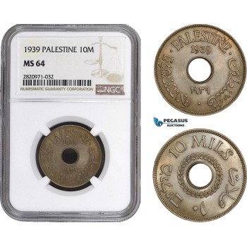 AB896, Palestine, 10 Mils 1939, London, NGC MS64