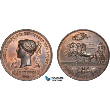 AB929, Austria, Bronze Medal 1873 (Ø45, 53.4g) by Jauner, Owl, “Arethusa” Arts Society, Rare!!