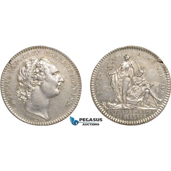 AB930, France & United States, Silver Token 1777 (Ø29mm, 7.22g) by Duvivier, France aids America, Betts-558 variant