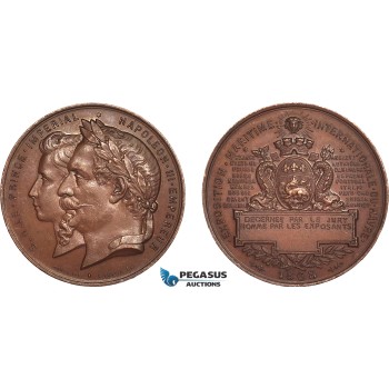 AB932, France & Russia, Bronze Medal 1868 (Ø29.5, 10.9g) by Hamel, Havre International Maritime Exposition