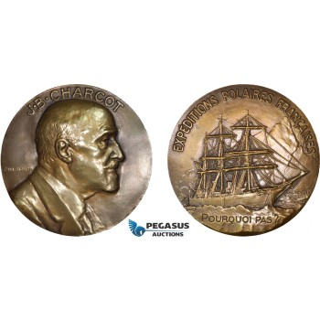 AB935, France, Bronze Medal ND (Ø68mm, 179g) by Lindauer & Richer, Jean Baptiste Charcott, Antarctic Expedition, Rare!