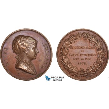 AB949, Sweden, Bronze Medal 1875 (Ø43.5mm, 33.5g) by Lindberg, Elise Hwasser, Famous Actress
