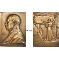 AB952, Sweden, Bronze Art Nouveau Plaque Medal 1913 (63x47mm, 92.6g) by Lindberg, Oscar Montelius, Archeologist