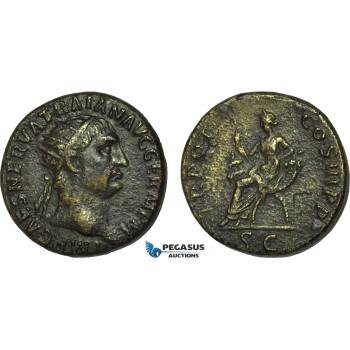AB987, Roman Empire, Trajan (AD 98-117) Æ Dupondius (11.66g) Rome, AD 101-102., Abundantia