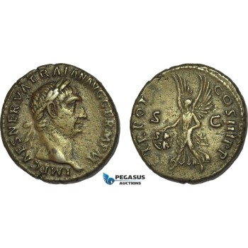 AB988, Roman Empire, Trajan (AD 98-117) Æ As (11.38g) Rome, AD 99-100., Victory