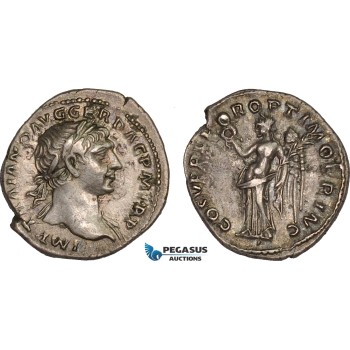 AB992, Roman Empire, Trajan (AD 98-117) AR Denarius (3.14g) Rome, AD 103-111., Victory