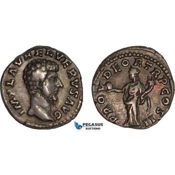 AC005, Roman Empire, Lucius Verus (AD 161-169) AR Denarius (3.19g) Rome, AD 161-162, Providentia