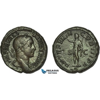 AC014, Roman Empire, Severus Alexander (AD 222-235) Æ As (10.82g) Rome, AD 230, Sol