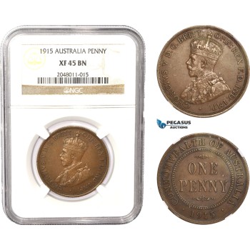 AC031, Australia, George V, Penny 1915, London, NGC XF45BN