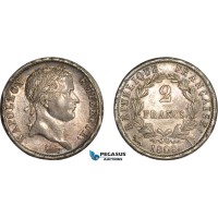 AC103, France, Napoleon, 2 Francs 1808-B, Rouen, Silver, Toned AU (SUP) Faint hairlines! Rare!