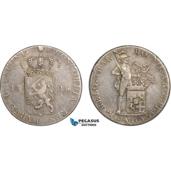 AC112, Netherlands, Rijksdaalder (Silver Ducat) 1816, Utrecht, Silver (28.03) Cleaned F-VF (Small Scratches in fields) Rare!