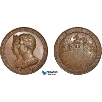 AC171, Sweden & Germany, Bronze Medal 1823 (Ø59.6mm, 120g) by Loos & Gube, Astronomy, Wedding of Oscar I