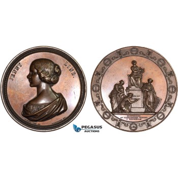 AC173, Sweden, Bronze Medal 1848 (Ø79mm, 269.2g) by Lundgren, Jenny Lind, Rare!