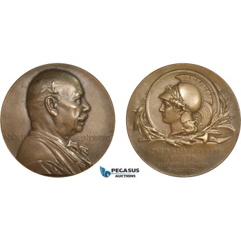 AC176, Sweden, Bronze Medal 1904 (Ø50mm, 56g) Adolf Lindberg, Minerva, Rare!