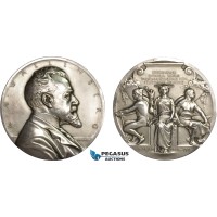 AC179, Sweden, Silver Art Nouveau Medal 1911 (Ø63.5, 129g) by Lindberg, Enskilda Bank, Wallenberg