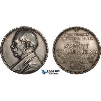 AC180, Sweden, Silver Medal 1920 (Ø63mm, 103.5g) by Lindberg, Enskilda Bank, Marcus Wallenberg