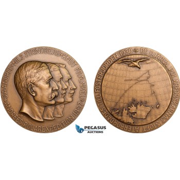 AC184, Sweden, Bronze Medal 1930 (Ø56mm, 71g) by Ohlson, Arctic Balloon Polar Expedition