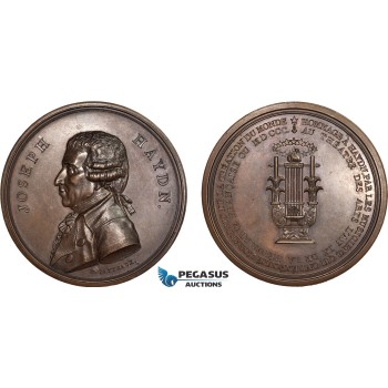 AC195, France & Austria, Bronze Medal 1800 (Ø55mm, 77.5g) by Gatteaux, Joseph Haydn