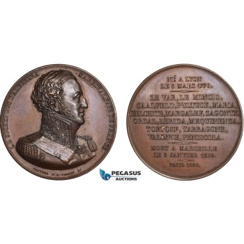 AC198, France, Poland & Russia, Bronze Medal 1826 (Ø50mm, 60g) by Peuvrier, Suchet, Duke of Albufera