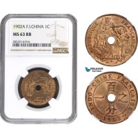 AC236, French Indo-China, 1 Centime 1902-A, Paris, NGC MS63RB