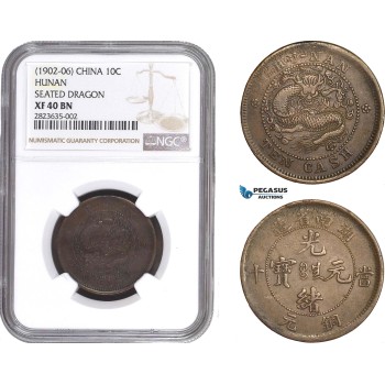 AC276-R, China, Hunan, 10 Cash 1906, Y-112.10, NGC XF40BN